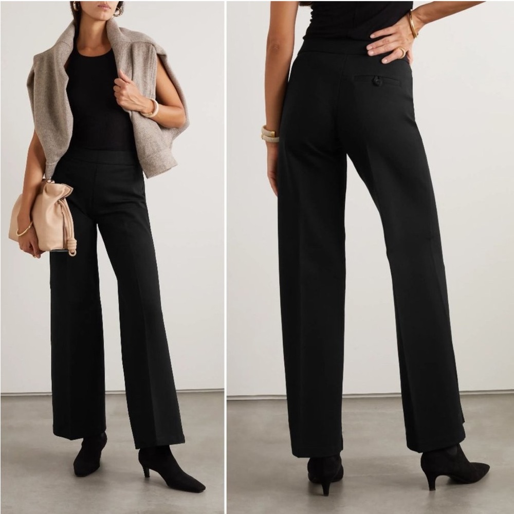 Spanx The Perfect Wide Leg Pull On Pants Trousers Black Ponte L P Petite 20385Q